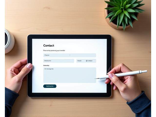 Interfaccia di un modulo di contatto digitale su un tablet e una penna stilografica.