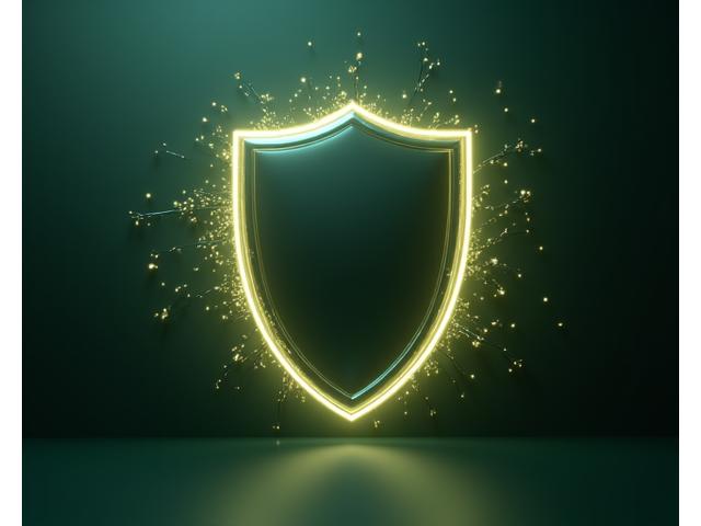 Un elegante scudo stilizzato che simboleggia protezione e fiducia al centro di una rete di persone connesse, con colori che richiamano la palette Vita Solari.